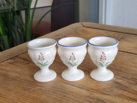 Frans GIEN decor Oiseaux de Paradis Set 3x Eierdop (blauwe rand)
