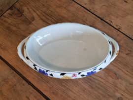 Boerenbont 255b Societe Ceramique ovale schaal met greepjes model René nr. 2