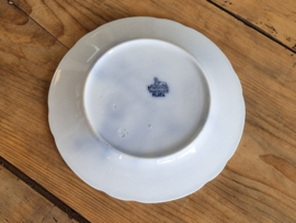 Petrus Regout decor Plata donkerblauw plat dinerbord 23,5 cm (vogel op paddestoel)