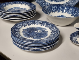 Engels blauw Enoch Wedgwood Woodland serviesset 21-delig