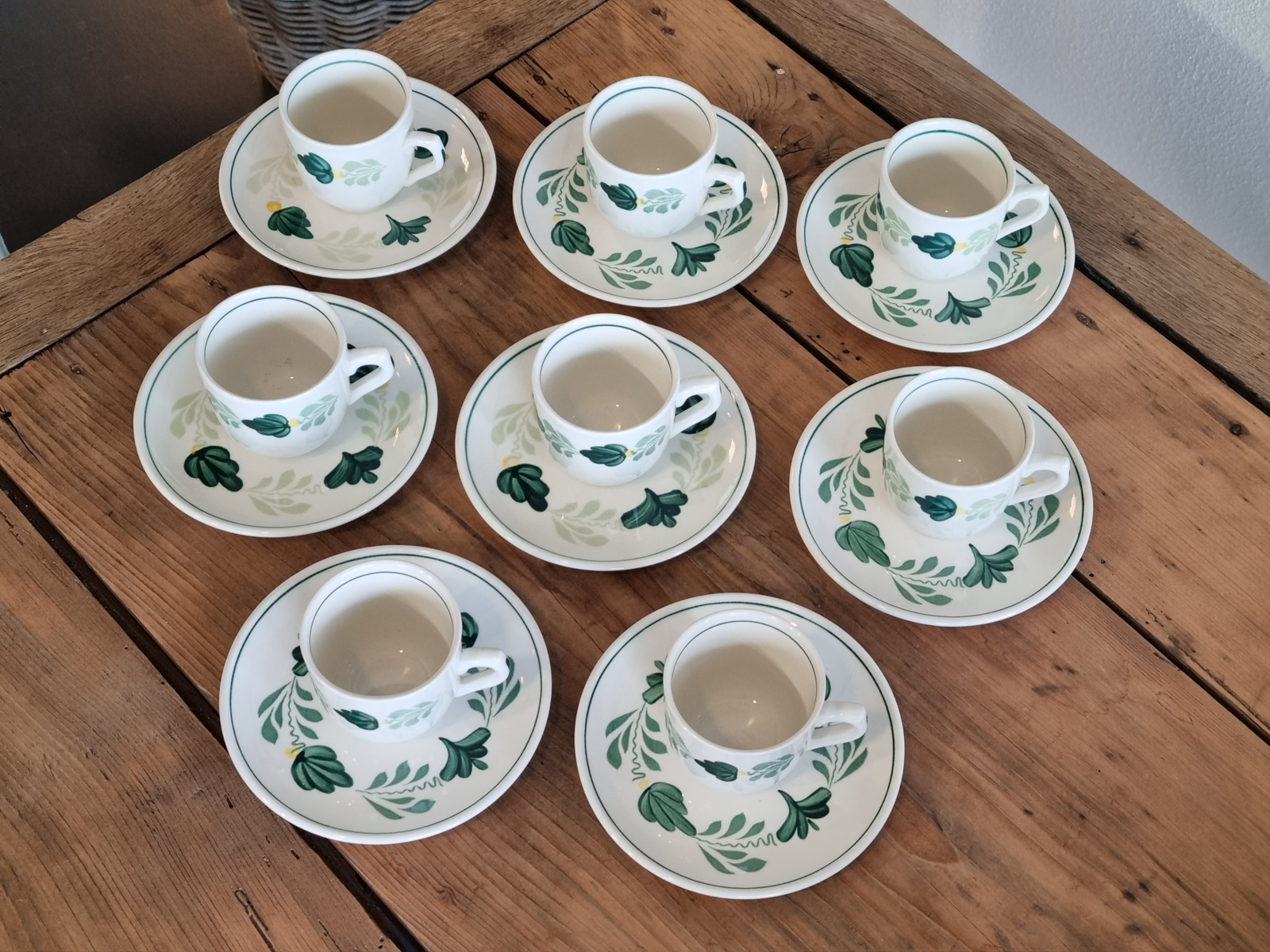 Royal Boch Aquarelle set  8x Espresso Kop en schotel
