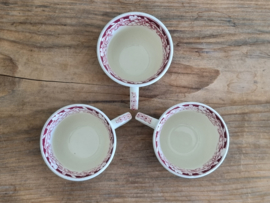 Boerenhoeve Rood Societe Ceramique set 3x espresso kop en schotel