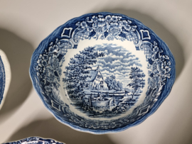 Engels blauw Set 3x mix & match hoge ronde schaal