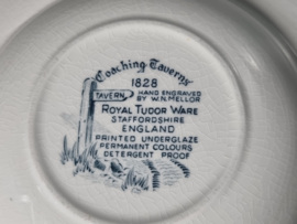 Engels groen/petrol Royal Tudor Ware Coaching Taverns diep pasta curry bord 23 cm