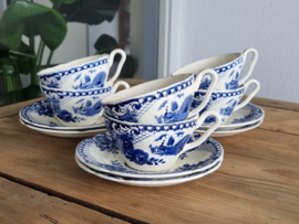 Peacock blauw Societe Ceramique set 6x kop en schotel