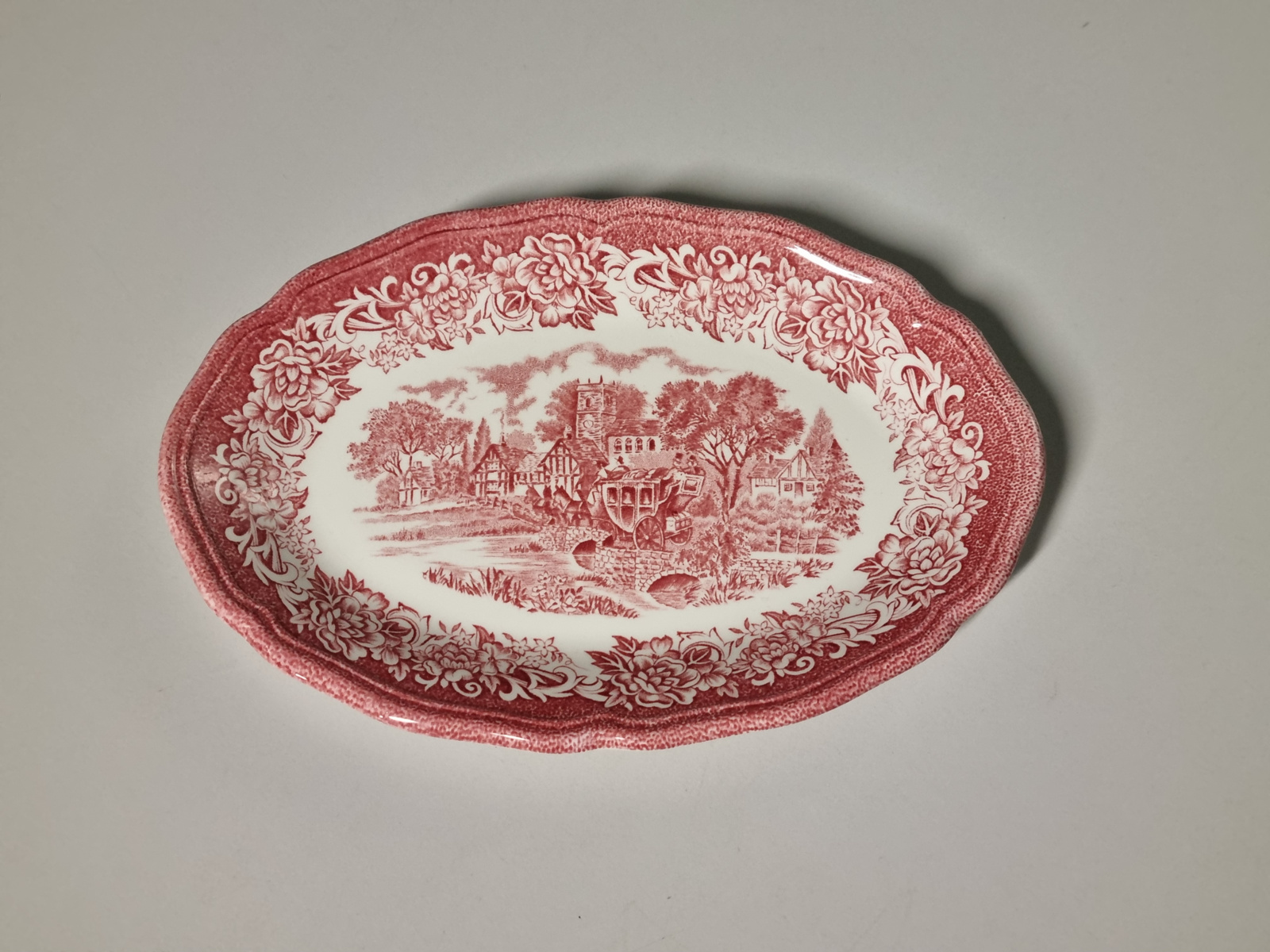 Engels rood Meakin ovaal Serveerschaalje  21 cm