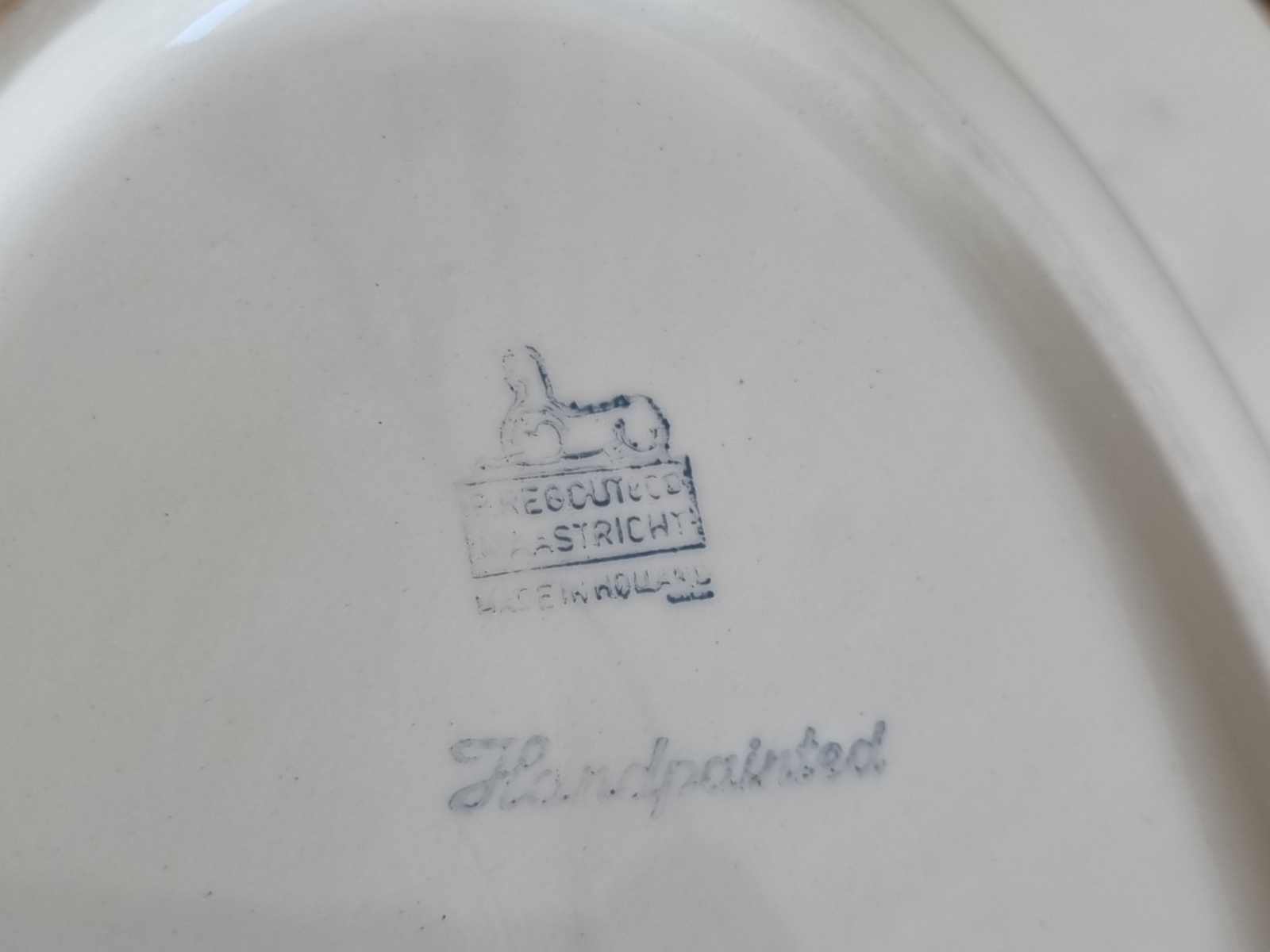 Oud Boerenbont Regout Royal Sphinx set 2x ovale schaal 39 en 34,5 cm