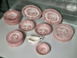 Engels rood Ironstone EIT Ltd England serviesset 12 personen (kasteel)