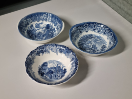 Engels blauw Set 3x mix & match hoge ronde schaal