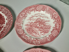 Engels rood Set 6x mix & match ontbijtbordje dessertbordje