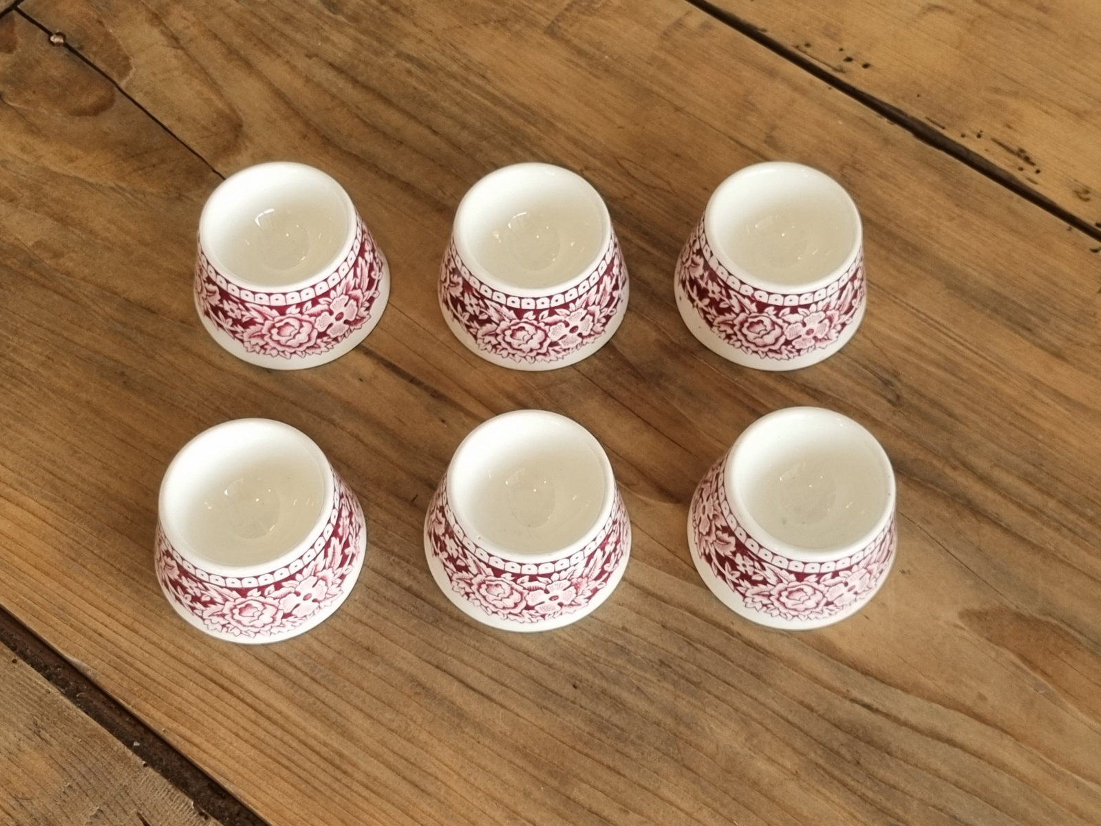 Regout Castillo Old England rood set 6x Eierdopje