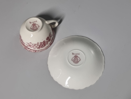 Engels rood Crown Ducal Bristol Kop en schotel 9 cm