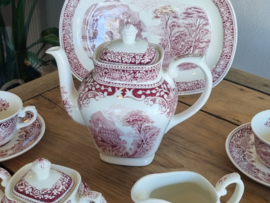Regout Castillo Old England rood Koffieservies Theeservies 6-pers.