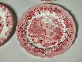 Engels rood Set 6x mix & match ontbijtbordje dessertbordje