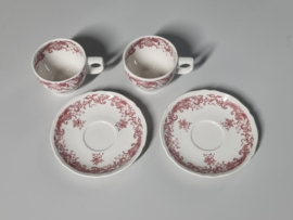 Villeroy en Boch Valeria rood Set 2x Koffie Kop en schotel (stapelbaar, zonder randje)