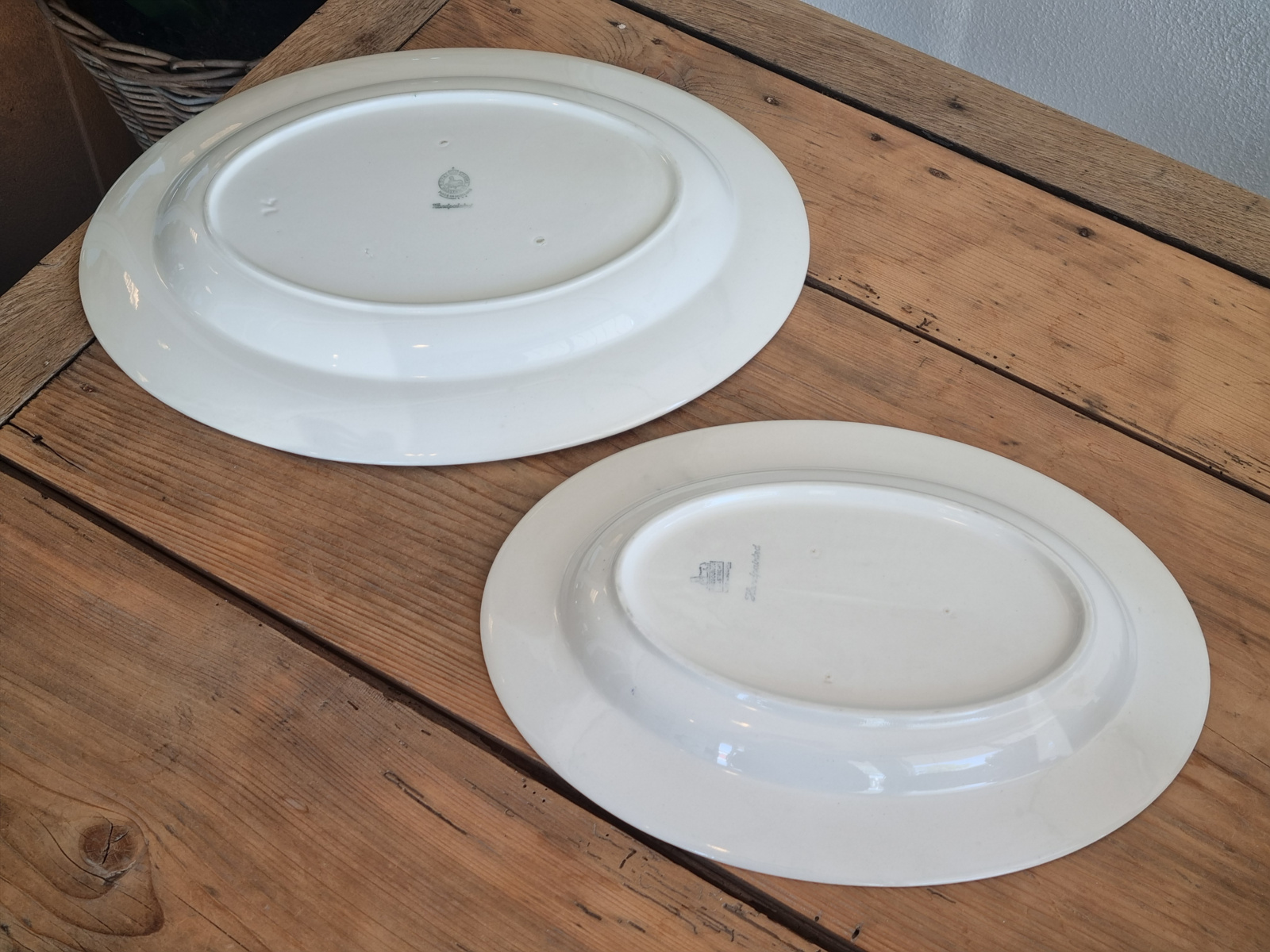 Oud Boerenbont Regout Royal Sphinx set 2x ovale schaal 39 en 34,5 cm