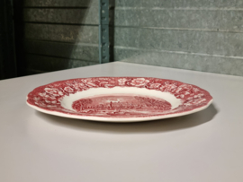 Engels rood Palissy River Scenes Plat Dinerbord 25 cm