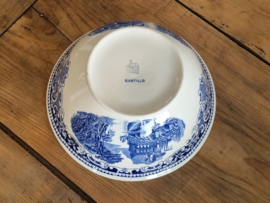 Regout Castillo Old England blauw hoge ronde schaal 24,5 cm