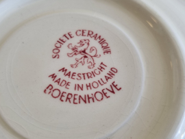 Boerenhoeve Rood Societe Ceramique set 3x espresso kop en schotel