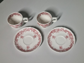 Villeroy en Boch Valeria rood Set 2x Koffie Kop en schotel (stapelbaar, met randje)