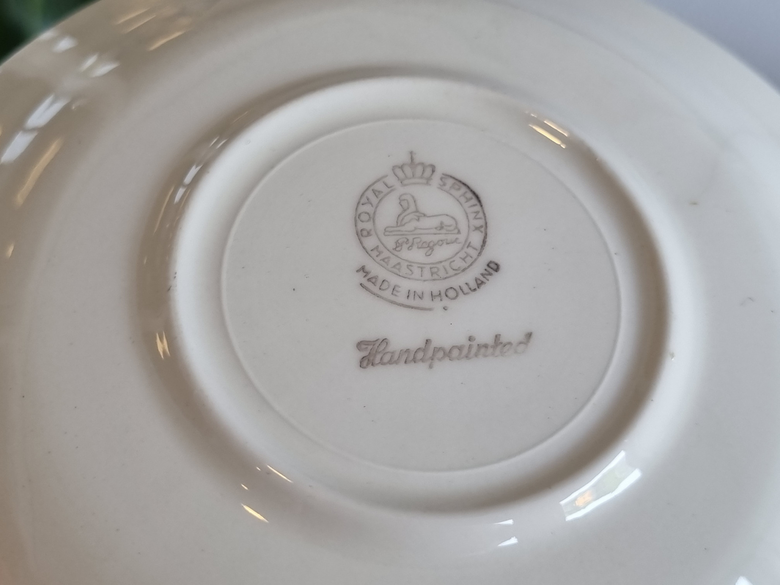 Oud Boerenbont Regout | Royal Sphinx  Set 2x Thee Kop en Schotel (zeldzaam model)