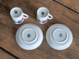 Oud Boerenbont Regout | Royal Sphinx  Set 2x Espresso Kop en Schotel