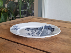 Petrus Regout decor Plata donkerblauw plat dinerbord 23,5 cm (vogel op paal)