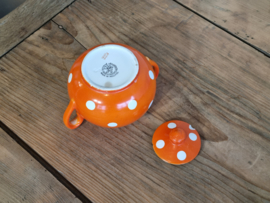 Societe Ceramique Christiania oranje met stippen Suikerpot