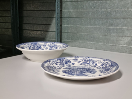 Engels blauw Ironstone Tableware  set Serveerbord 28 cm en Serveerschaal 24,5 cm