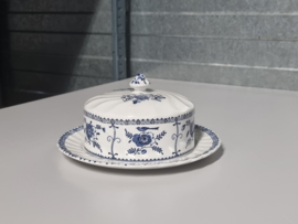 Engels blauw Johnson Bros Indies botervloot (met bruin)