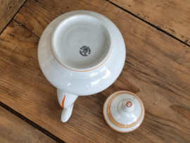 Societe Ceramique Koffiepot (vintage/retro wit met oranje)