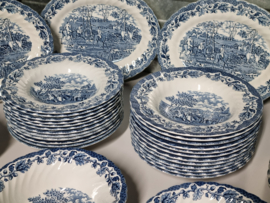 Engels blauw Jachtservies Myott's Country Life Eetservies 24 persoons