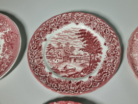 Engels rood Set 6x mix & match ontbijtbordje dessertbordje