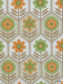 70s bloemen behang