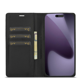Luxe BoekCover Hoes Etui voor Apple iPhone 17 PRO MAX -   Zwart   -  Rood  -  Carbon