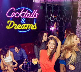 Cocktails & Dreams neon sign bord LED lichtbord verlichting lamp XXL